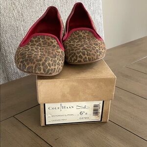 Cole Haan Women's Leopard Print Loafers with Red Trim